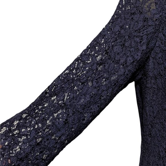 ADRIANNA PAPELL Navy BLUE Lace Column Dress 12 - Picture 4 of 11